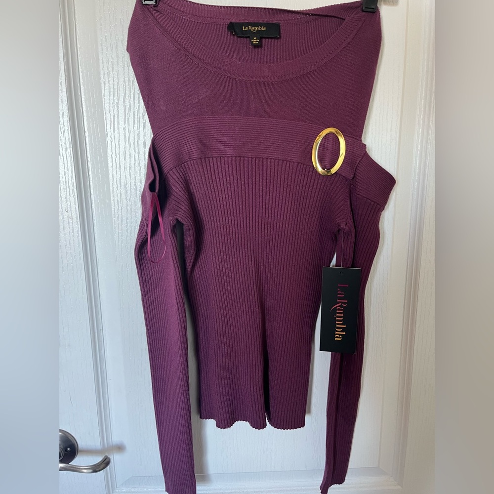 Dark Burgundy Open Shoulder Blouse